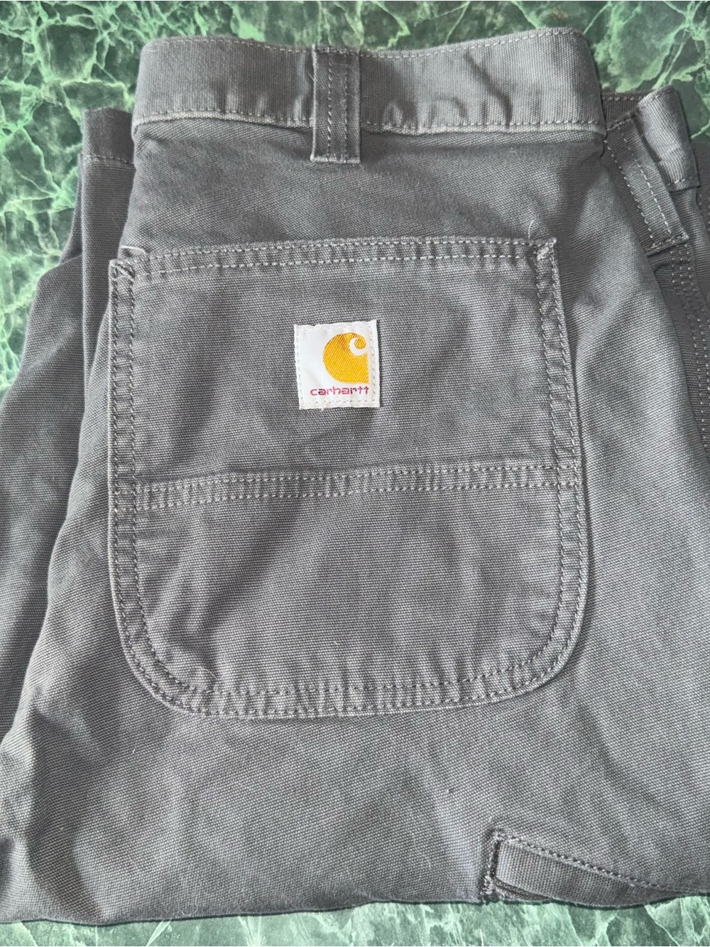 Carhartt Men's Relaxed Jeans Gray with Yellow Logo Patch